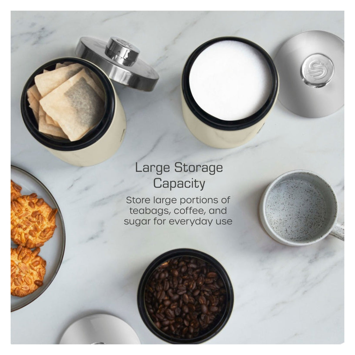 Townhouse Canisters Set Of 3 - Cream 1.6L, view 3
