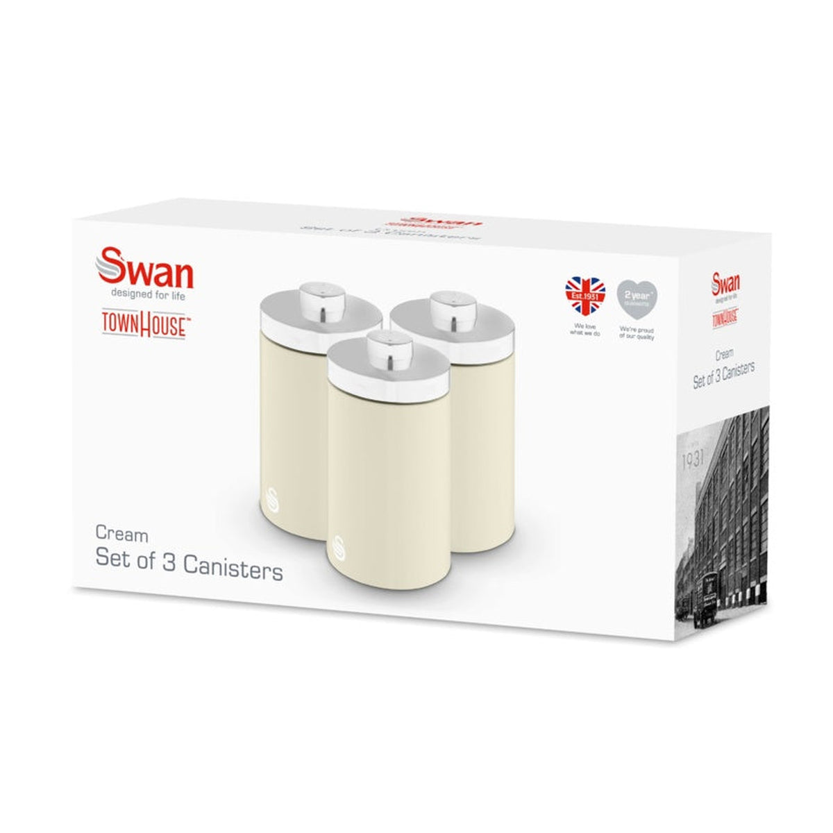 Townhouse Canisters Set Of 3 - Cream 1.6L, view 5