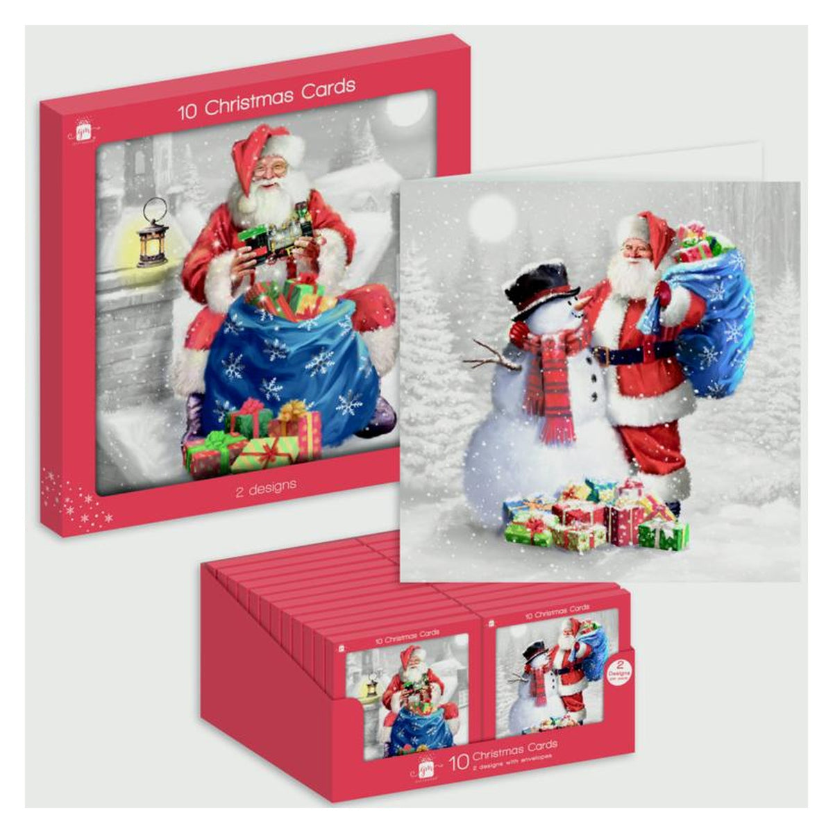 Traditional Outdoor Santa Christmas Cards - Pack 10