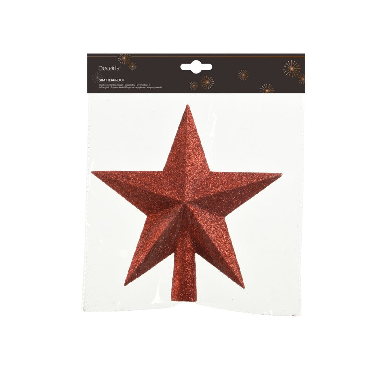 Tree Top Star Glitter Shatterproof - Red