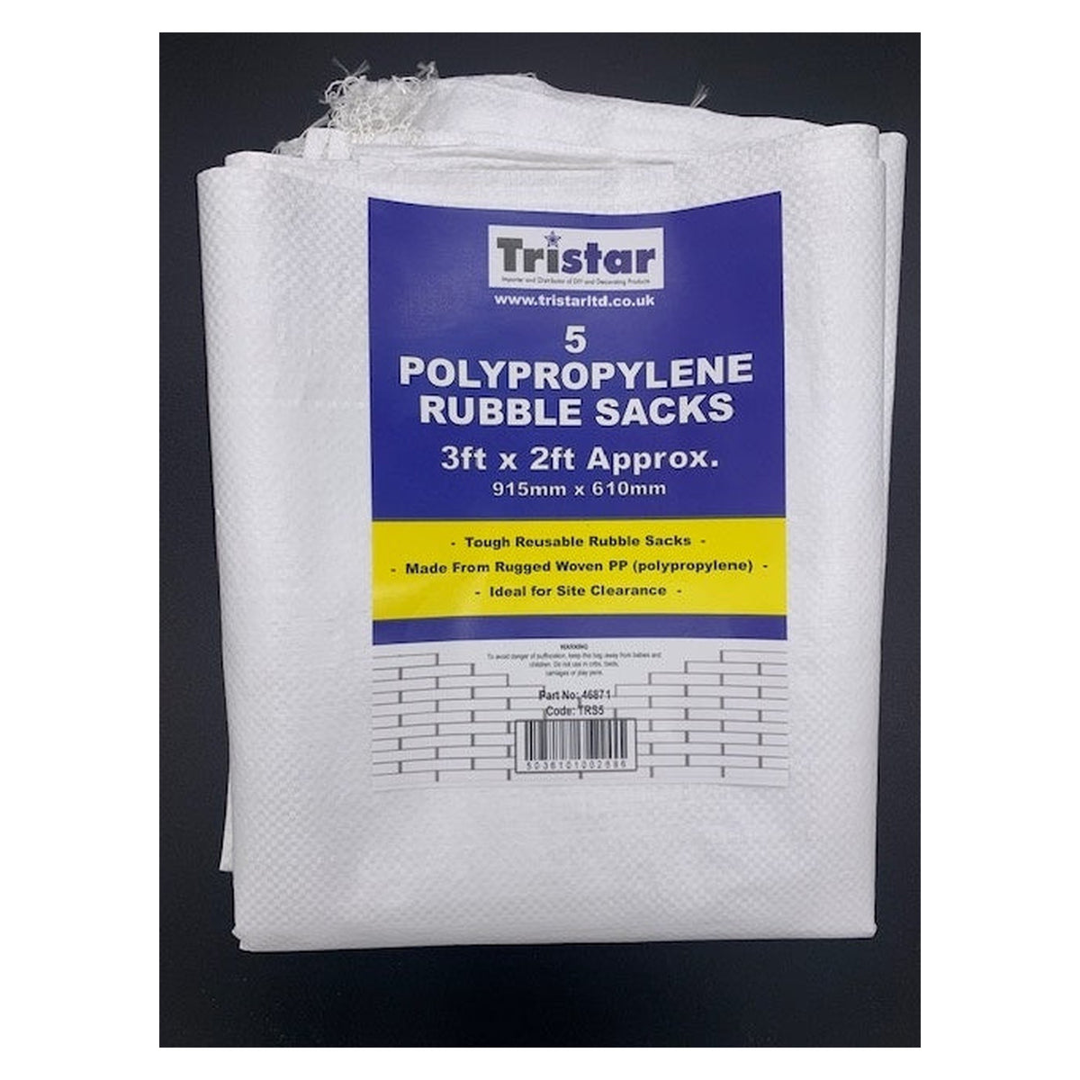 Tristar woven reusable rubble sacks 77L pack of 5