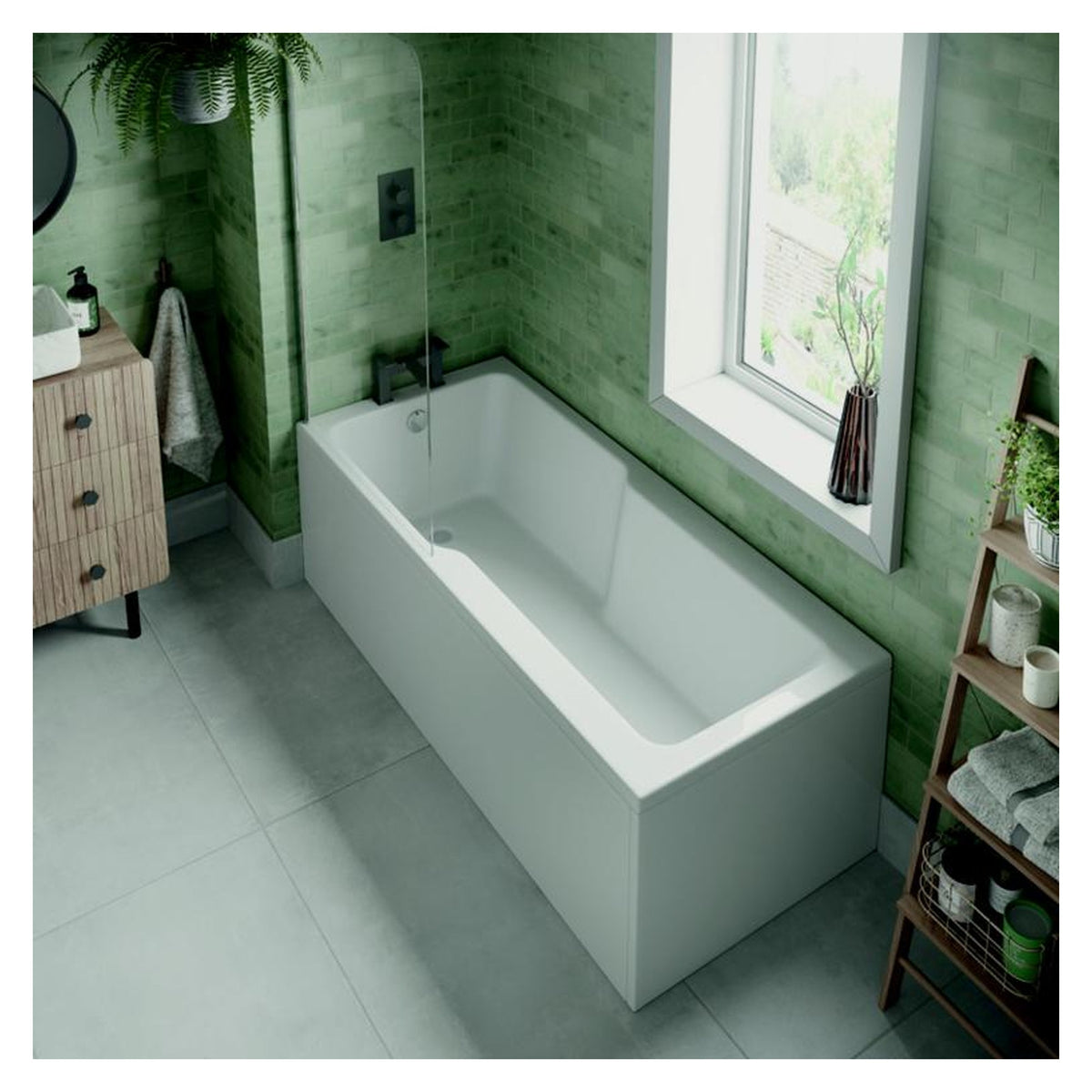 Trojan Evolve straight shower bath 1700 x 750mm, view 2