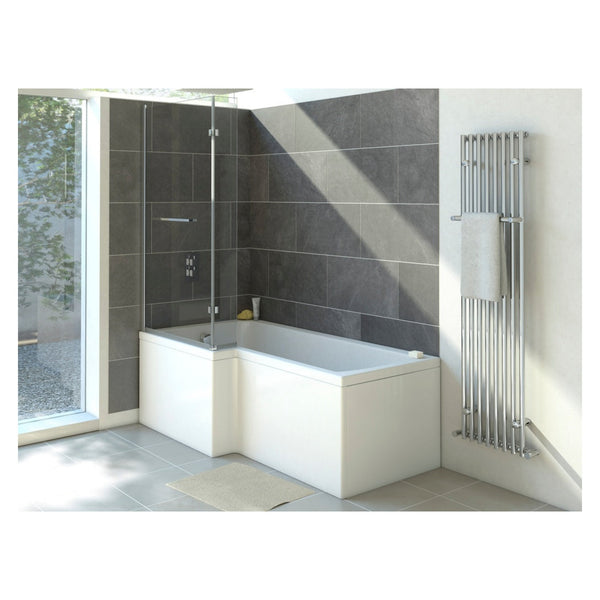 Trojan Solarna L shape bath screen with chrome towel rail
