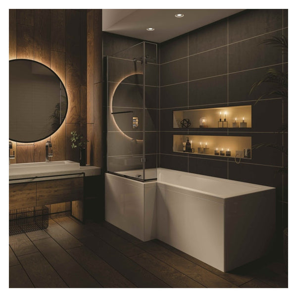 Trojan Solarna L-shaped shower bath, right hand