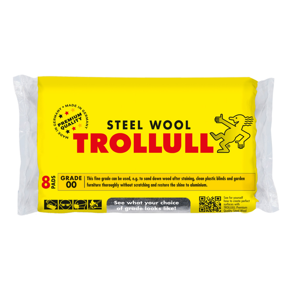 Trollull grade 00 steel wool utility pads, pack of 8