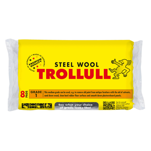Trollull grade 1 steel wool utility pads, 8 pads
