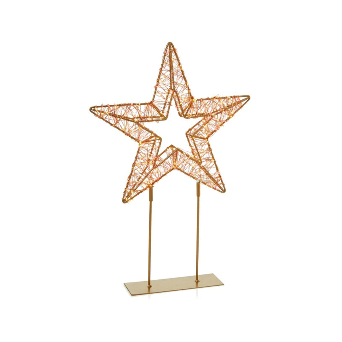 Twinkling Lit Gold Table Top Star - 45cm Red/ Warm White, view 3