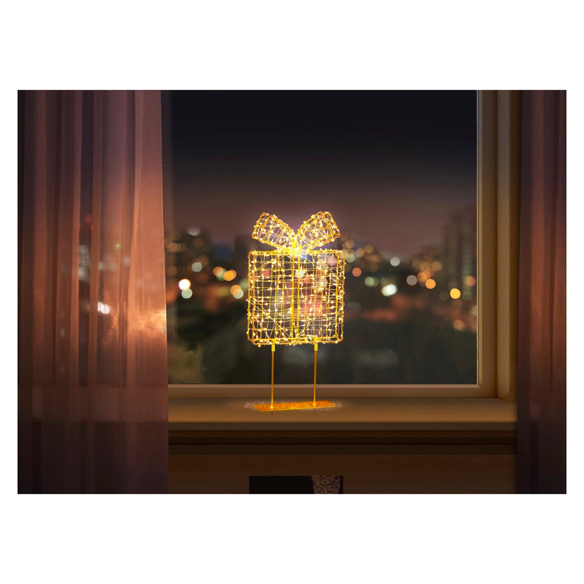Twinkling Lit Rose Gold Table Top Parcel - 45cm, view 4