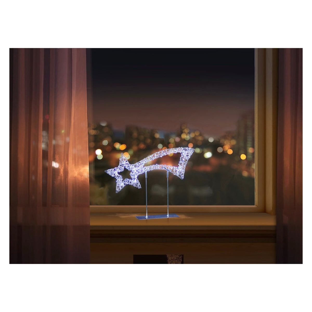 Twinkling Lit Silver Table Top Shooting Star - 38cm, view 2