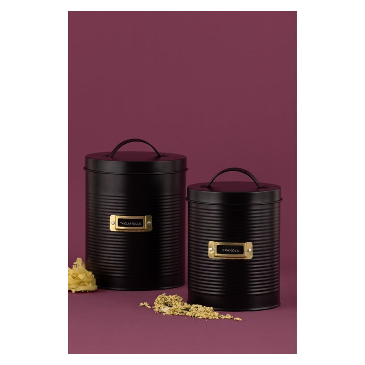 Typhoon Otto set of two matt black storage canisters