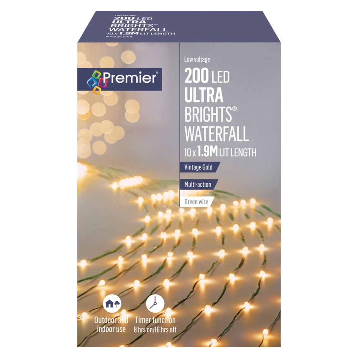 Ultra Bright Waterfall 200 LEDs - 2m Vintage Gold