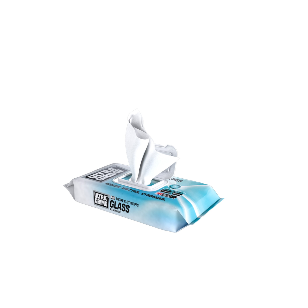 Ultragrime Glass & Stainless XXL+ cloth wipes, pack of 50, view 2