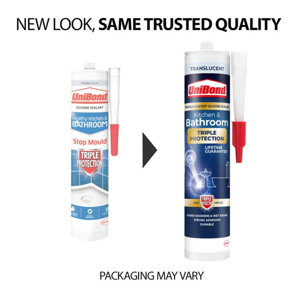 UniBond Kitchen and Bathroom Triple Protection translucent silicone 291g