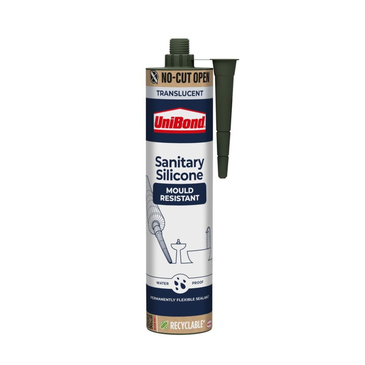 UniBond sanitary anti-mould silicone 280ml translucent