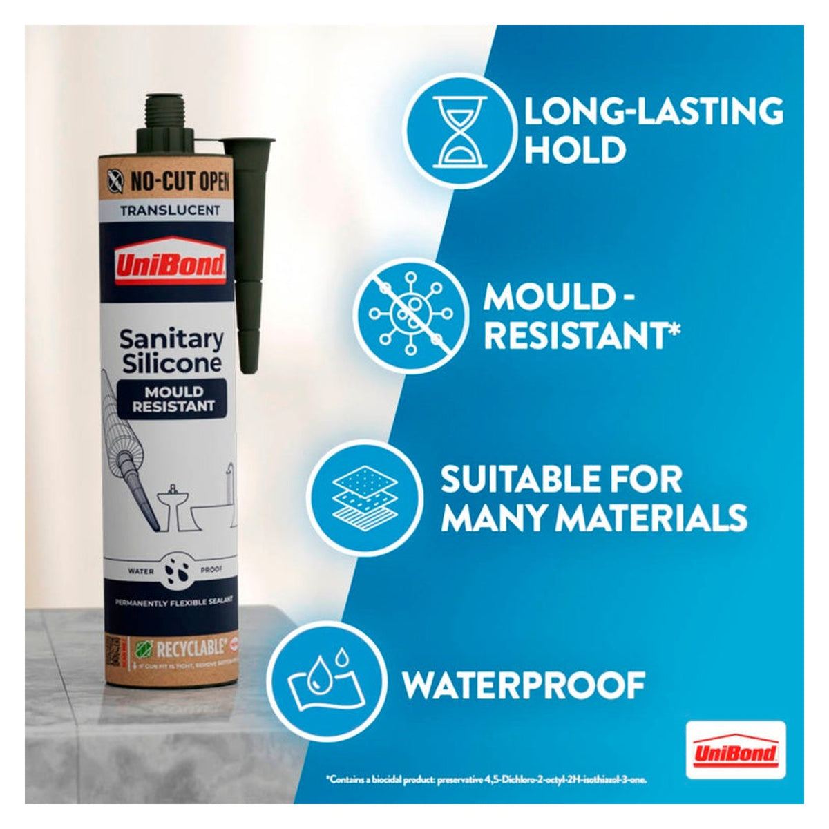 UniBond sanitary anti-mould silicone 280ml translucent, view 6