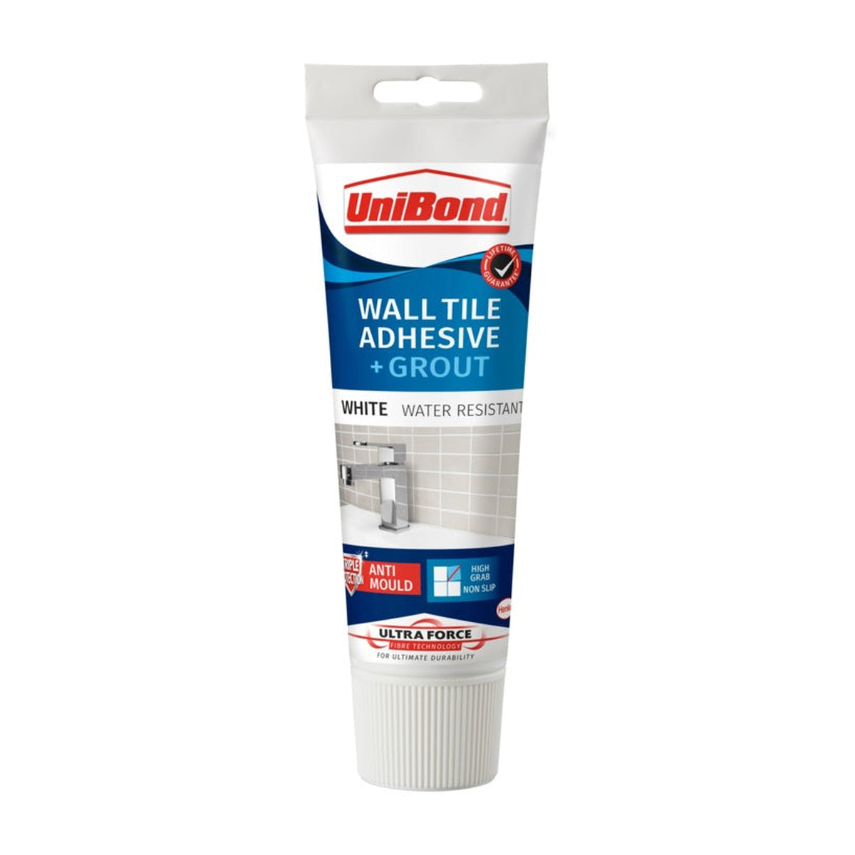 UniBond Ultraforce wall tile adhesive and grout in white