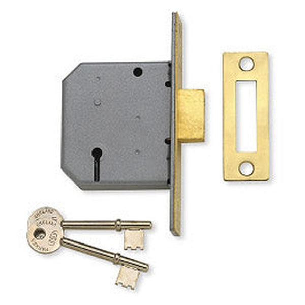 Union 2177 3 lever mortice deadlock 2.5 inch satin chrome