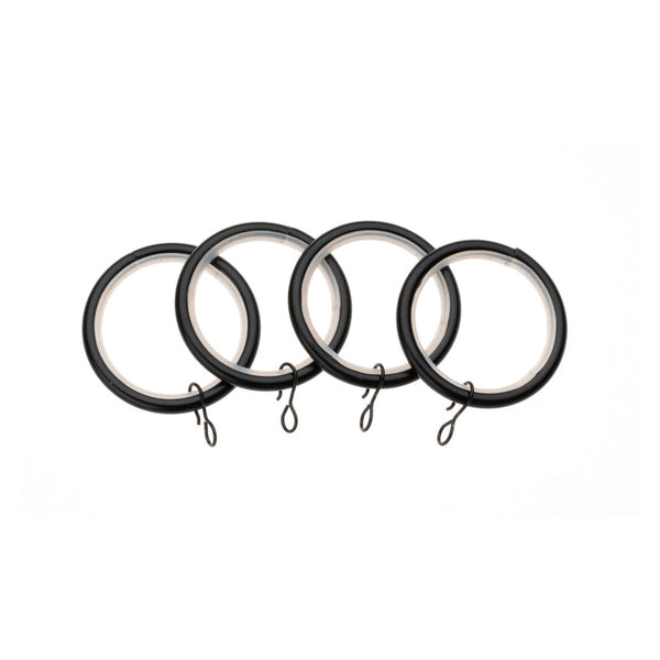 Universal black metal curtain rings 28mm, pack of 4