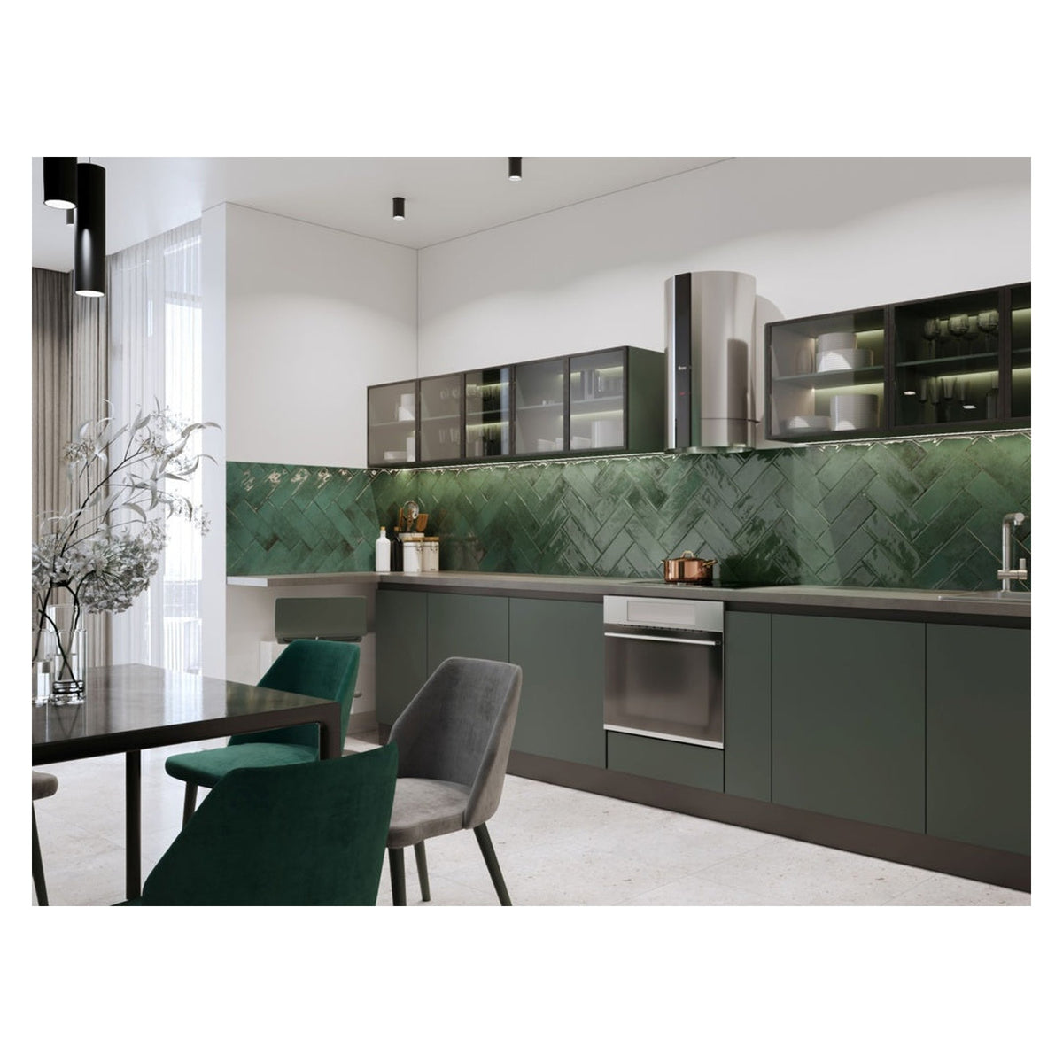 Vintage Green Wall Tile 300 x 100 x 6mm - 0.96m2 - Box 32, view 2