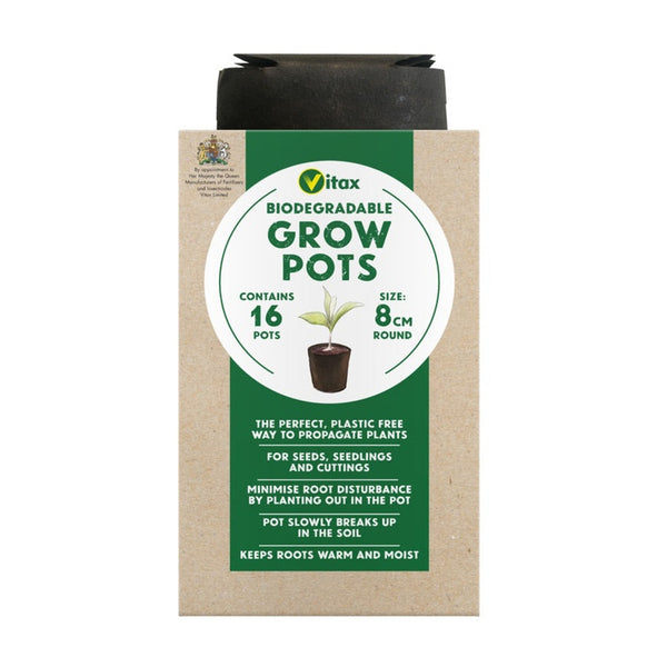 Pack of 16 Vitax 8cm biodegradable grow pots