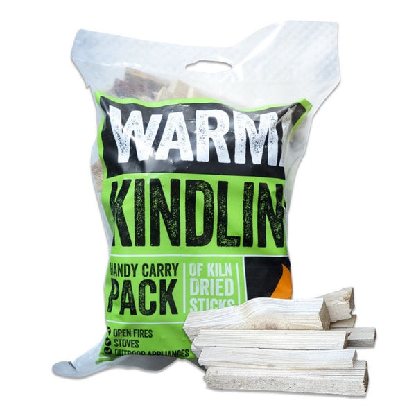 Warma kiln dried kindling in a plastic carry pack