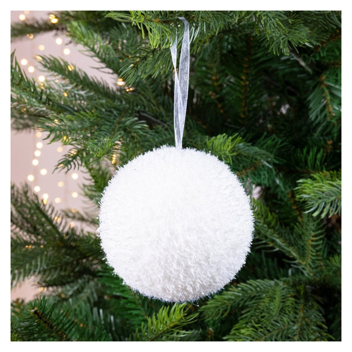 White Foam Bauble - 8cm, view 2