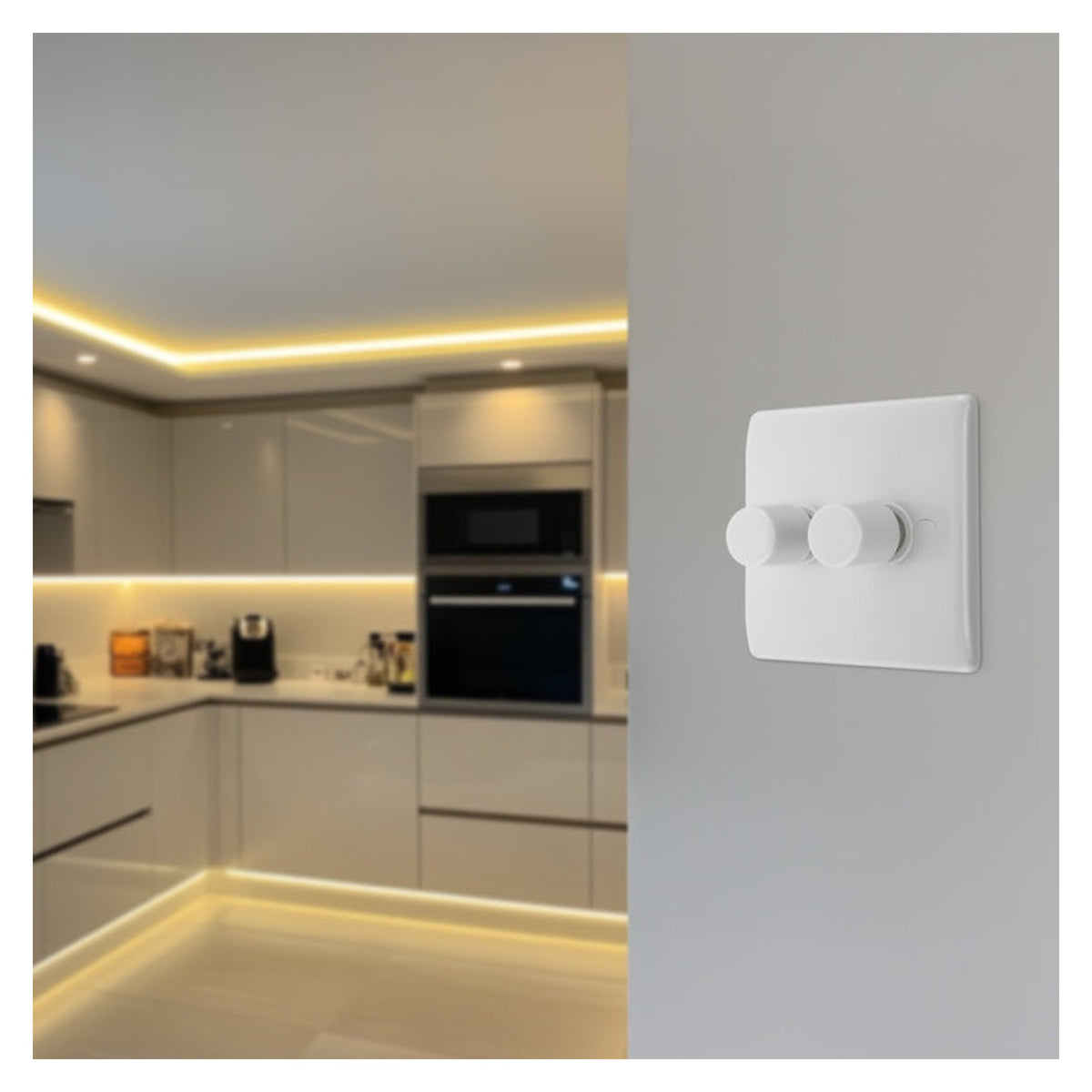White Moulded Double 2 Way Dimmer Switch - 200w, view 10