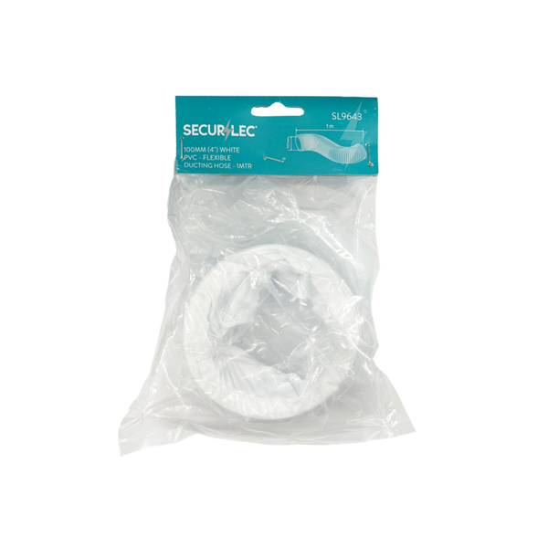 White PVC Flexible Ducting 1m x 100mm - 4"