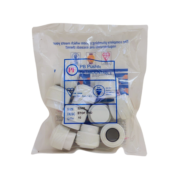 Whitespeed 22mm push-fit stop ends pack of 10