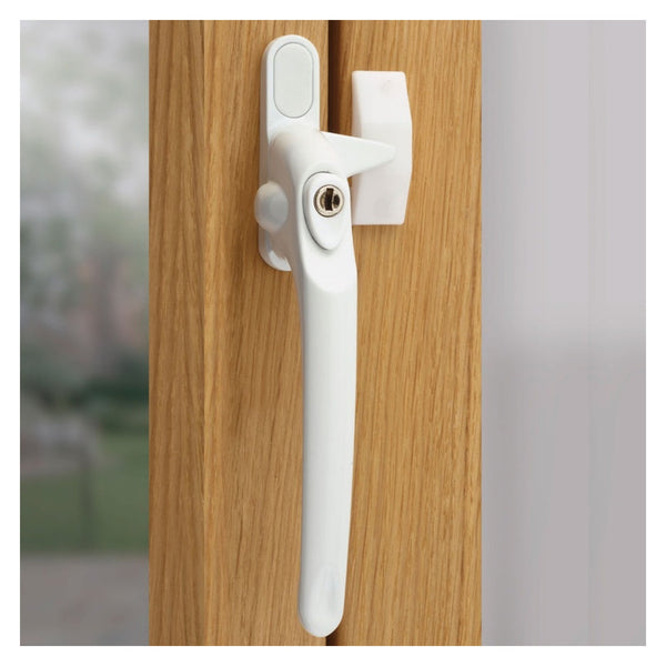Window Handle L/H Locking White - 21mm