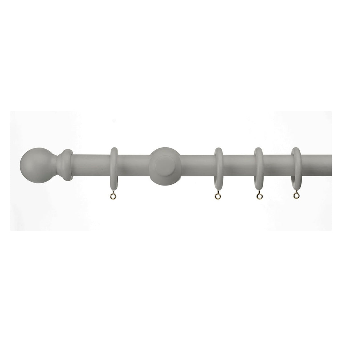 Woodside 28mm matt grey ball wood curtain pole, 180cm