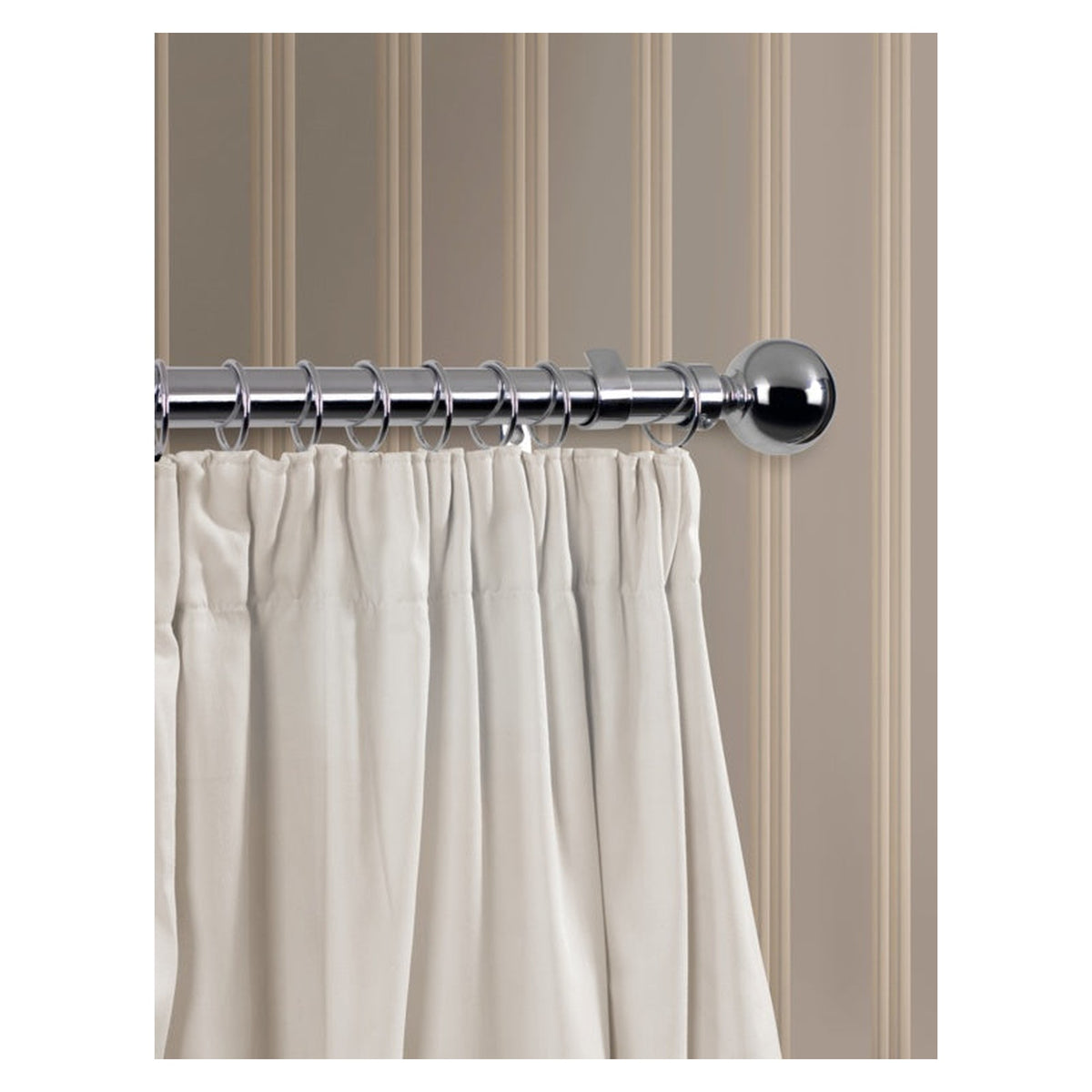 Woodside chrome curtain pole set, 120cm x 28mm