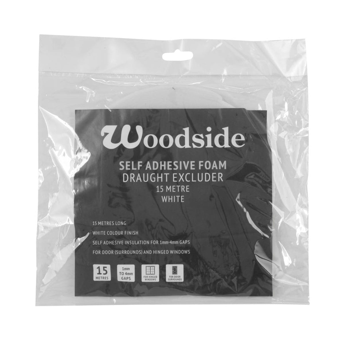 Woodside 15m white self adhesive foam draught excluder, view 2