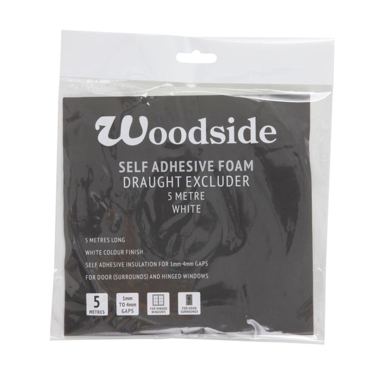 Woodside white self adhesive foam draught excluder 5m, view 2