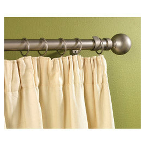 Woodside silver metal extending curtain pole with rings and ball finials