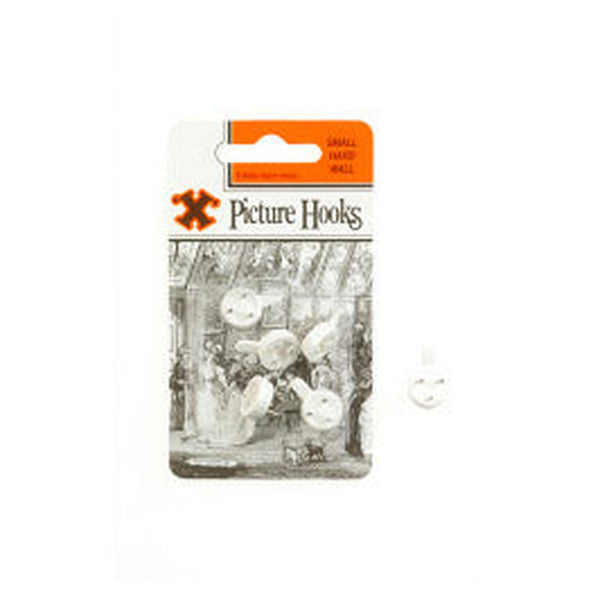 Pack of 5 X small white hard wall picture hooks