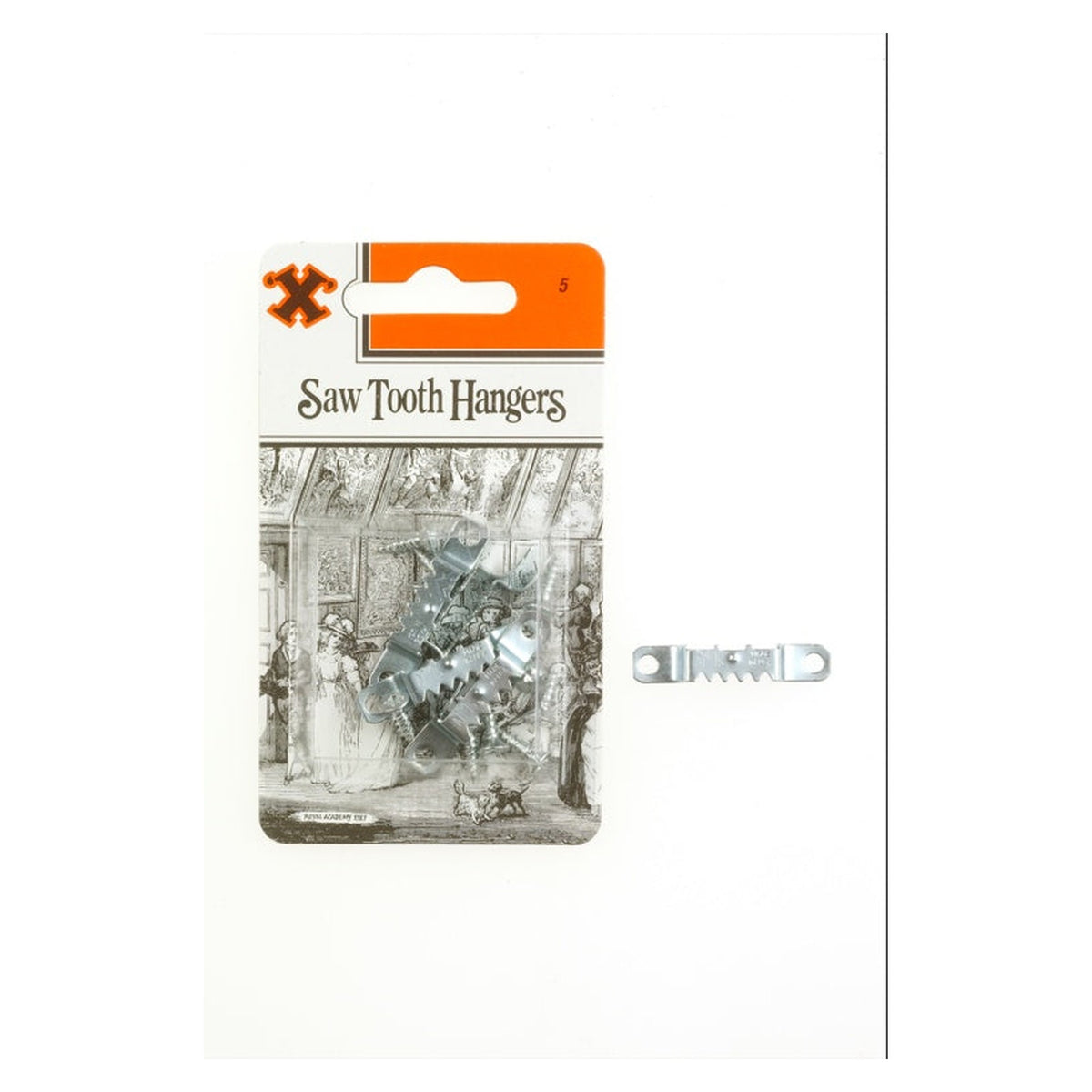 Blister pack of 5 zinc plated saw tooth hangers