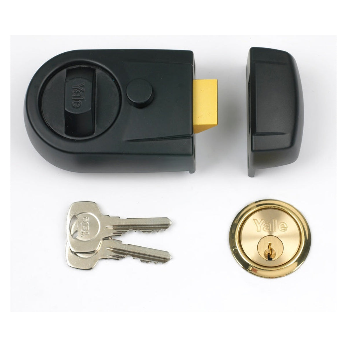 Yale Y3 nightlatch in black in Visi pack