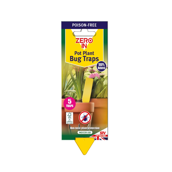Zero In pot plant bug traps pack of 5 yellow sticks