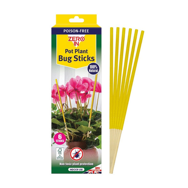 Zero In pot plant insect sticks pack of 6