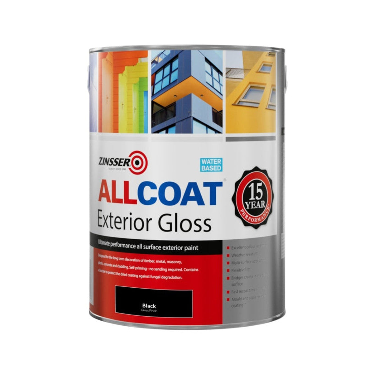 Zinsser Allcoat Exterior Gloss Black 5L tin
