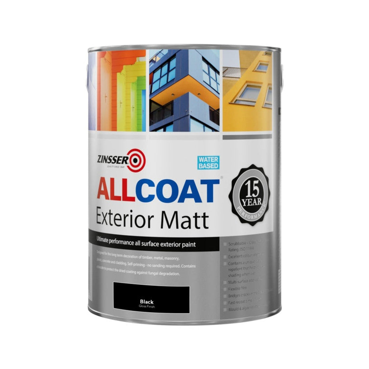 Zinsser Allcoat Exterior Matt Black 5L tin