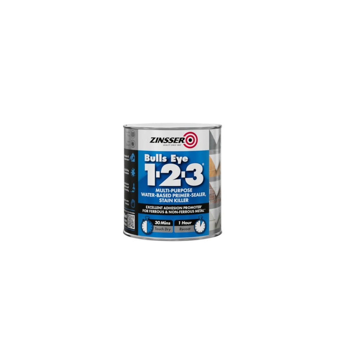 Zinsser Bullseye 1-2-3 water-based primer stain killer 500ml tin