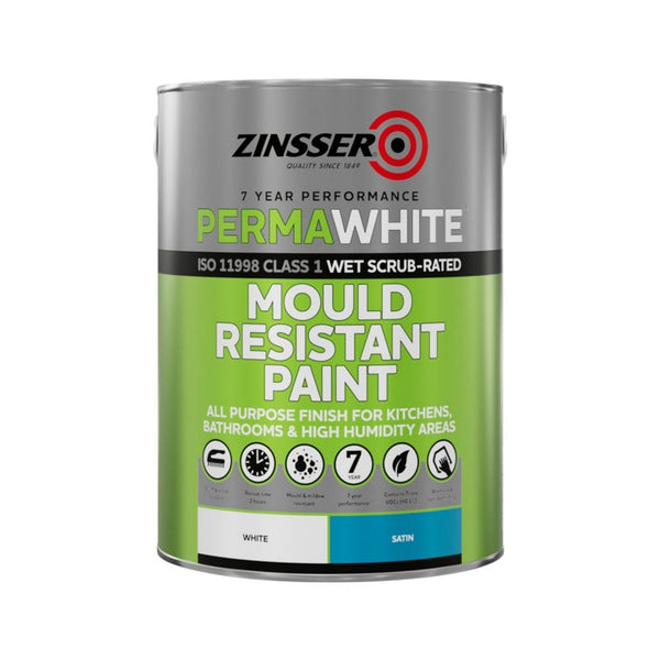 Zinsser Perma-White Interior Satin Mould Resistant Paint 10L tin